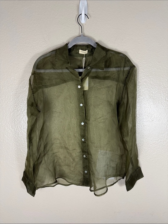 DONNI. Tops - Donni. Sheer Button Down Shirt Top Silk Organza Olive
